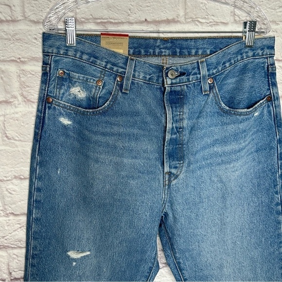 Levi’s 501 Original Cropped Distressed Denim Jeans NWT - Picture 6 of 15